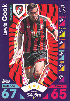 Lewis Cook AFC Bournemouth 2016/17 Topps Match Attax #11